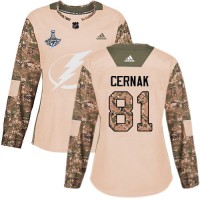 Adidas Tampa Bay Lightning #81 Erik Cernak Camo Authentic 2017 Veterans Day Women's 2020 Stanley Cup Champions Stitched NHL Jersey