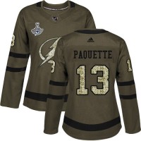 Adidas Tampa Bay Lightning #13 Cedric Paquette Green Salute to Service Women's 2020 Stanley Cup Champions Stitched NHL Jersey