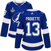 Adidas Tampa Bay Lightning #13 Cedric Paquette Blue Home Authentic Women's 2020 Stanley Cup Champions Stitched NHL Jersey