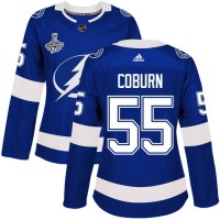 Adidas Tampa Bay Lightning #55 Braydon Coburn Blue Home Authentic Women's 2020 Stanley Cup Champions Stitched NHL Jersey