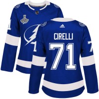 Adidas Tampa Bay Lightning #71 Anthony Cirelli Blue Home Authentic Women's 2020 Stanley Cup Champions Stitched NHL Jersey