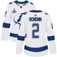 Adidas Tampa Bay Lightning #2 Luke Schenn White Road Authentic Women's 2020 Stanley Cup Champions Stitched NHL Jersey
