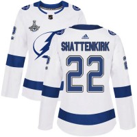 Adidas Tampa Bay Lightning #22 Kevin Shattenkirk White Road Authentic Women's 2020 Stanley Cup Champions Stitched NHL Jersey