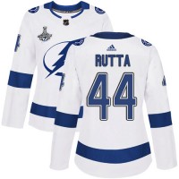 Adidas Tampa Bay Lightning #44 Jan Rutta White Road Authentic Women's 2020 Stanley Cup Champions Stitched NHL Jersey