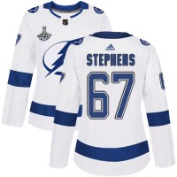 Adidas Tampa Bay Lightning #67 Mitchell Stephens White Road Authentic Women's 2020 Stanley Cup Champions Stitched NHL Jersey