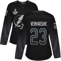 Adidas Tampa Bay Lightning #23 Carter Verhaeghe Black Alternate Authentic Women's 2020 Stanley Cup Champions Stitched NHL Jersey