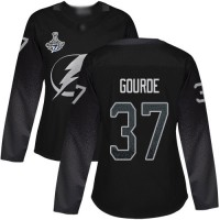Adidas Tampa Bay Lightning #37 Yanni Gourde Black Alternate Authentic Women's 2020 Stanley Cup Champions Stitched NHL Jersey