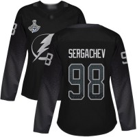 Adidas Tampa Bay Lightning #98 Mikhail Sergachev Black Alternate Authentic Women's 2020 Stanley Cup Champions Stitched NHL Jersey