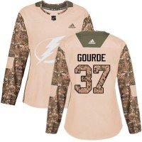 Adidas Tampa Bay Lightning #37 Yanni Gourde Camo Authentic 2017 Veterans Day Women's Stitched NHL Jersey