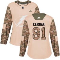 Adidas Tampa Bay Lightning #81 Erik Cernak Camo Authentic 2017 Veterans Day Women's Stitched NHL Jersey