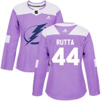Adidas Tampa Bay Lightning #44 Jan Rutta Purple Authentic Fights Cancer Women's Stitched NHL Jersey
