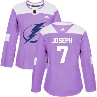 Adidas Tampa Bay Lightning #7 Mathieu Joseph Purple Authentic Fights Cancer Women's Stitched NHL Jersey