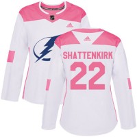 Adidas Tampa Bay Lightning #22 Kevin Shattenkirk White/Pink Authentic Fashion Women's Stitched NHL Jersey
