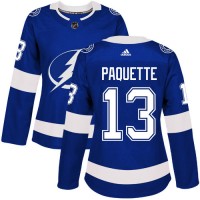 Adidas Tampa Bay Lightning #13 Cedric Paquette Blue Home Authentic Women's Stitched NHL Jersey