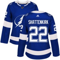 Adidas Tampa Bay Lightning #22 Kevin Shattenkirk Blue Home Authentic Women's Stitched NHL Jersey