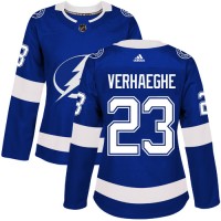 Adidas Tampa Bay Lightning #23 Carter Verhaeghe Blue Home Authentic Women's Stitched NHL Jersey