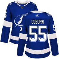 Adidas Tampa Bay Lightning #55 Braydon Coburn Blue Home Authentic Women's Stitched NHL Jersey