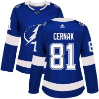 Adidas Tampa Bay Lightning #81 Erik Cernak Blue Home Authentic Women's Stitched NHL Jersey