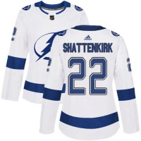 Adidas Tampa Bay Lightning #22 Kevin Shattenkirk White Road Authentic Women's Stitched NHL Jersey