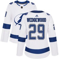 Adidas Tampa Bay Lightning #29 Scott Wedgewood White Road Authentic Women's Stitched NHL Jersey