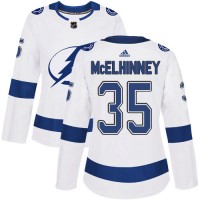 Adidas Tampa Bay Lightning #35 Curtis McElhinney White Road Authentic Women's Stitched NHL Jersey