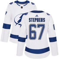 Adidas Tampa Bay Lightning #67 Mitchell Stephens White Road Authentic Women's Stitched NHL Jersey