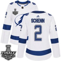 Adidas Tampa Bay Lightning #2 Luke Schenn White Road Authentic Women's 2021 NHL Stanley Cup Final Patch Jersey