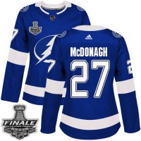 Adidas Tampa Bay Lightning #27 Ryan McDonagh Blue Home Authentic Women's 2021 NHL Stanley Cup Final Patch Jersey
