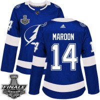 Adidas Tampa Bay Lightning #14 Pat Maroon Blue Home Authentic Women's 2021 NHL Stanley Cup Final Patch Jersey