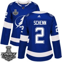Adidas Tampa Bay Lightning #2 Luke Schenn Blue Home Authentic Women's 2021 NHL Stanley Cup Final Patch Jersey