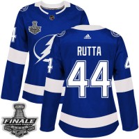 Adidas Tampa Bay Lightning #44 Jan Rutta Blue Home Authentic Women's 2021 NHL Stanley Cup Final Patch Jersey