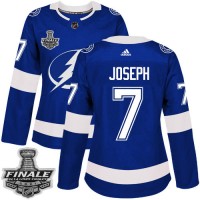 Adidas Tampa Bay Lightning #7 Mathieu Joseph Blue Home Authentic Women's 2021 NHL Stanley Cup Final Patch Jersey