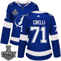 Adidas Tampa Bay Lightning #71 Anthony Cirelli Blue Home Authentic Women's 2021 NHL Stanley Cup Final Patch Jersey