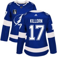 Adidas Tampa Bay Lightning #17 Alex Killorn Blue 2022 Stanley Cup Final Patch Women's Home Authentic Stitched NHL Jersey