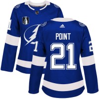 Adidas Tampa Bay Lightning #21 Brayden Point Blue 2022 Stanley Cup Final Patch Women's Home Authentic Stitched NHL Jersey
