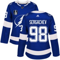 Adidas Tampa Bay Lightning #98 Mikhail Sergachev Blue 2022 Stanley Cup Final Patch Women's Home Authentic Stitched NHL Jersey