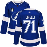 Adidas Tampa Bay Lightning #71 Anthony Cirelli Blue 2022 Stanley Cup Final Patch Women's Home Authentic Stitched NHL Jersey