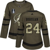 Adidas Tampa Bay Lightning #24 Zach Bogosian Green 2022 Stanley Cup Final Patch Women's Salute to Service Stitched  NHL Jersey