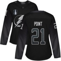 Adidas Tampa Bay Lightning #21 Brayden Point Black 2022 Stanley Cup Final Patch Women's Alternate Authentic Stitched NHL Jersey