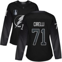 Adidas Tampa Bay Lightning #71 Anthony Cirelli Black 2022 Stanley Cup Final Patch Women's Alternate Authentic Stitched NHL Jersey