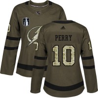 Adidas Tampa Bay Lightning #10 Corey Perry Green Women's 2022 Stanley Cup Final Patch Salute to Service Stitched NHL Jersey