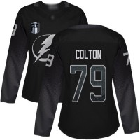 Adidas Tampa Bay Lightning #79 Ross Colton Black Women's 2022 Stanley Cup Final Patch Alternate Authentic Stitched NHL Jersey