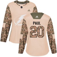 Adidas Tampa Bay Lightning #20 Nicholas Paul Camo Women's Authentic 2017 Veterans Day Stitched NHL Jersey