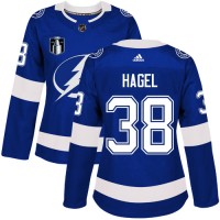 Adidas Tampa Bay Lightning #38 Brandon Hagel Blue Women's 2022 Stanley Cup Final Patch Home Authentic Stitched NHL Jersey