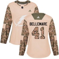Adidas Tampa Bay Lightning #41 Pierre-Edouard Bellemare Camo Women's Authentic 2017 Veterans Day Stitched NHL Jersey