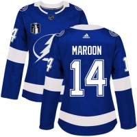 Adidas Tampa Bay Lightning #14 Pat Maroon Blue Women's 2022 Stanley Cup Final Patch Home Authentic Stitched NHL Jersey