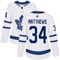 Adidas Toronto Maple Leafs #34 Auston Matthews White Road Authentic Women's Stitched NHL Jersey