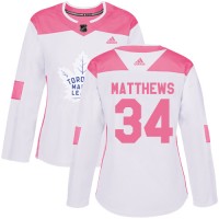 Adidas Toronto Maple Leafs #34 Auston Matthews White/Pink Authentic Fashion Women's Stitched NHL Jersey