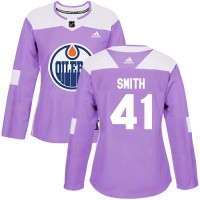 Adidas Edmonton Oilers #41 Mike Smith Purple Authentic Fights Cancer Women's Stitched NHL Jersey