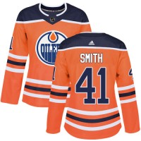 Adidas Edmonton Oilers #41 Mike Smith Orange Home Authentic Women's Stitched NHL Jersey